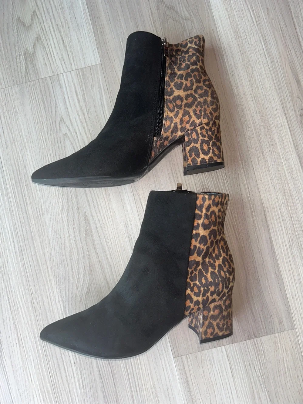 Nine West Ilioria Ankle Boots Women’s 7.5 Black Leopard Animal Print Booties